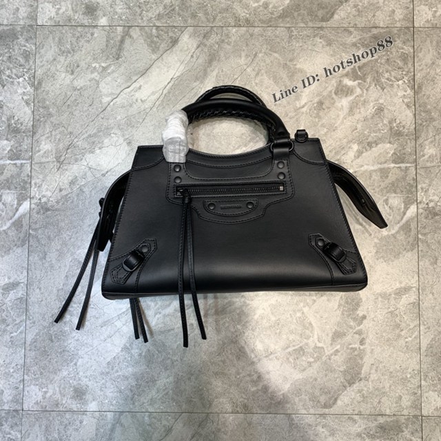 Balenciaga專櫃爆款平紋黑色黑扣手袋手提包 638511 巴黎世家中號Neo Classic機車包 fyj1462